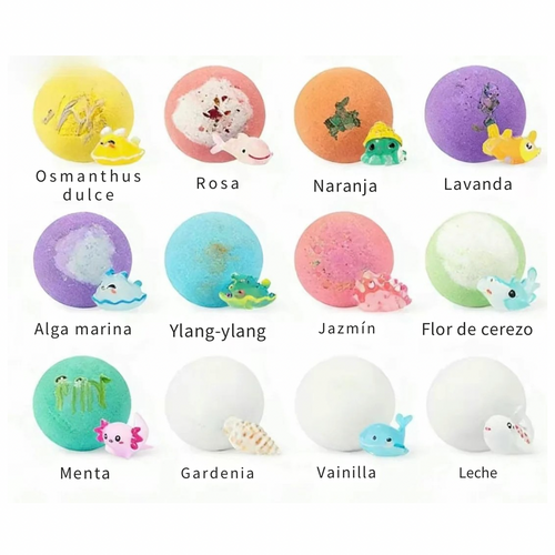 Juego de bombas de baño de juguete sorpresa del océano de 12 piezas