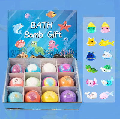 Juego de bombas de baño de juguete sorpresa del océano de 12 piezas