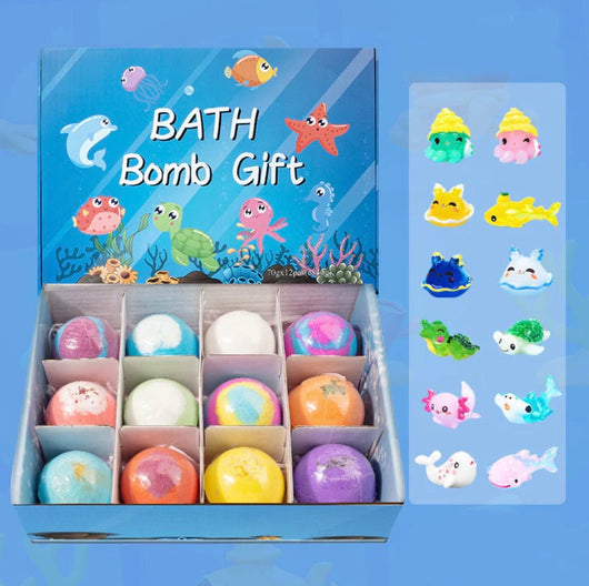 Juego de bombas de baño de juguete sorpresa del océano de 12 piezas