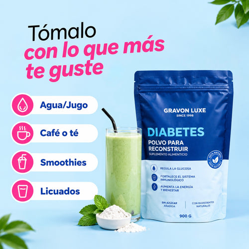 Diabetes Gravvon polvos para reconstruir
