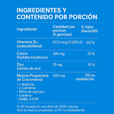 NutriGrow Gravvon crecimiento óseo natural