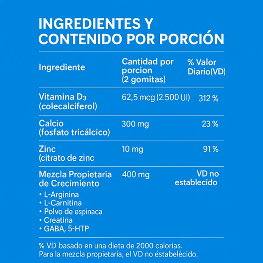 NutriGrow Gravvon crecimiento óseo natural
