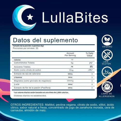 LullaBites Gominolas De Sueño Profundo - Estrellas De Fresa